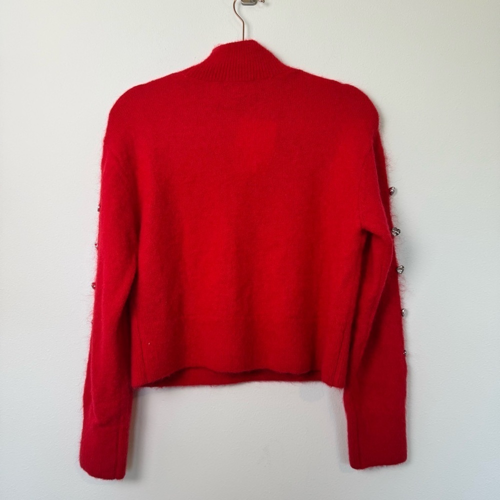 NWT & Other Stories Red Mohair Wool Rhinestone Cropped Sweater XS - Picture 10 of 11